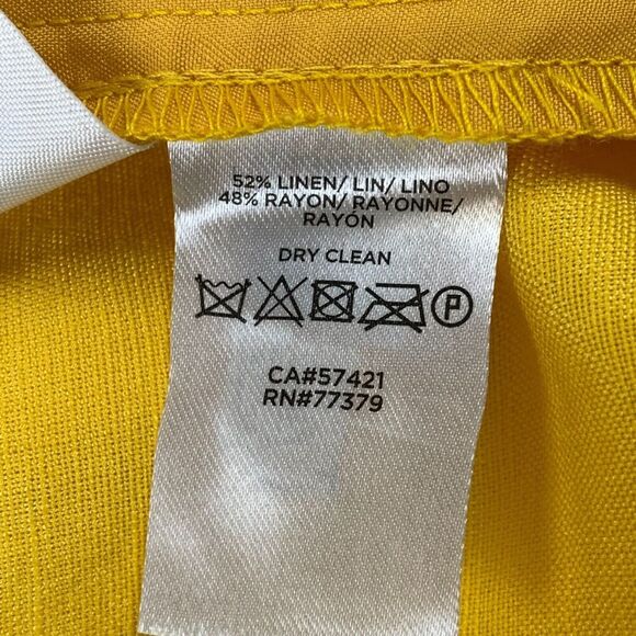 Ann Taylor Women's Shorts Size Medium Yellow Linen Blend Elastic Waist Pockets - Picture 9 of 9